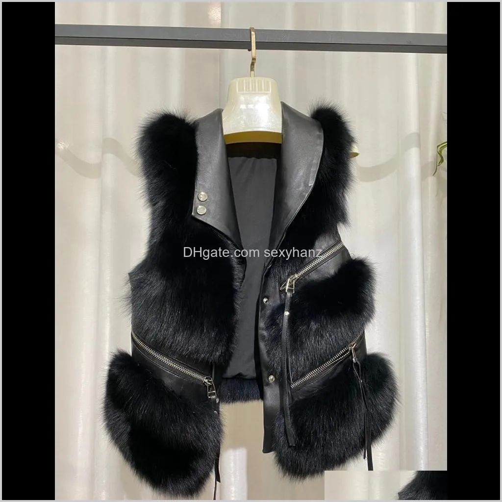 real fur vest women 2020 new design genuine sheepskin leather gilets with zipper lady luxury waistcoat s79281