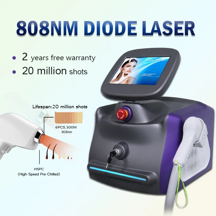 Snabb hårborttagning Laserdiod 808nm 755 1064 Bärbar Permanent Permanent Beauty Salon Utrustning Lazer Depilcion Device för SPA användning