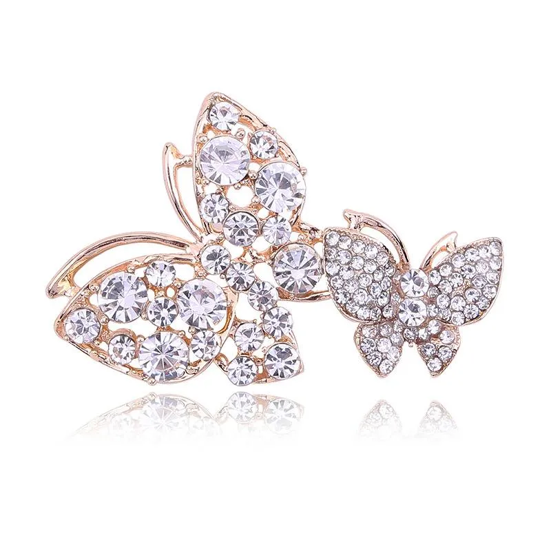 Pins, Brooches Straight For The European And American Fashion Atmosphere Hollow-out Set Auger Butterfly Alloy Brooch Support Custom