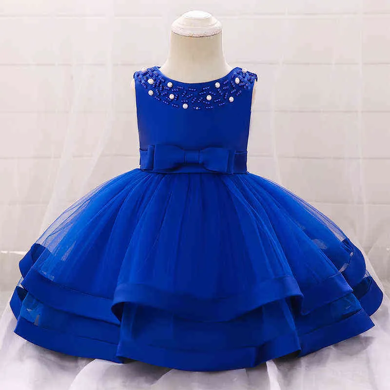 2021 Winter Baby Girl Dress Beading 1st Birthday Dress For Girl Clothes Baptism Lace Princess Tutu Dresses Party And Wedding G1129