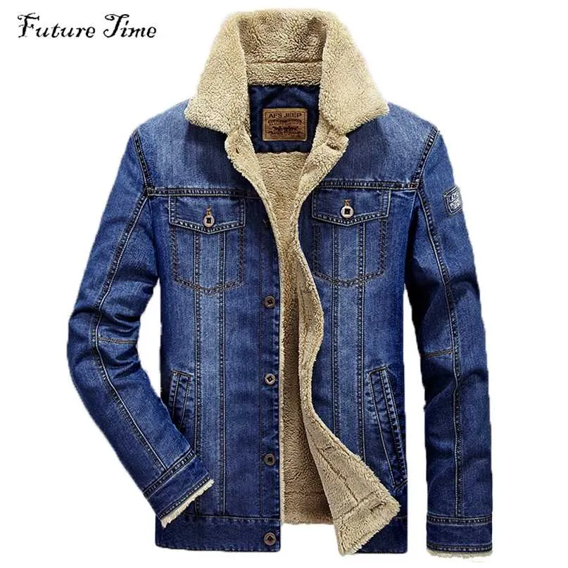 M-6XL men jacket and coats brand clothing denim jacket Fashion mens jeans jacket thick warm winter outwear male cowboy YF055 211025