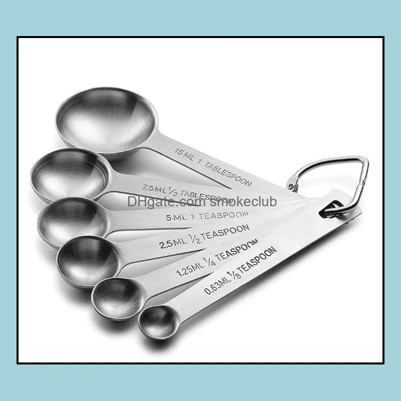 6Pcs Stainless Steel Measuring Spoons Baking Spoon Measurements Accurate Tools With Scale Kitchen Measuring Set Tools 30Sets SN1673