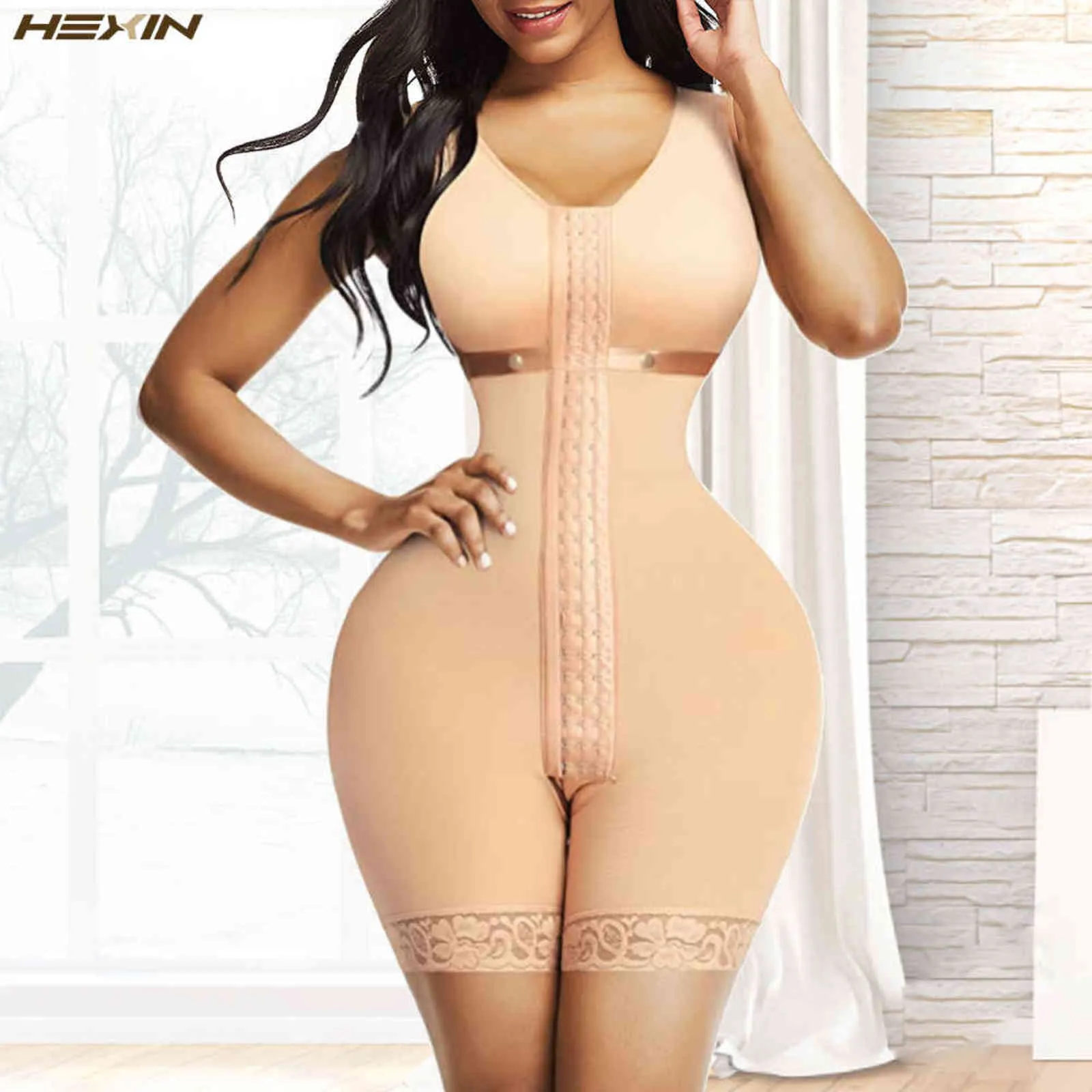 HEXIN Full Body Shaper Minceur Shapewear Fajas Colombiens Post Liposuccion Ceintures Corset Butt Lifter Tummy Control Sous-vêtements 211112