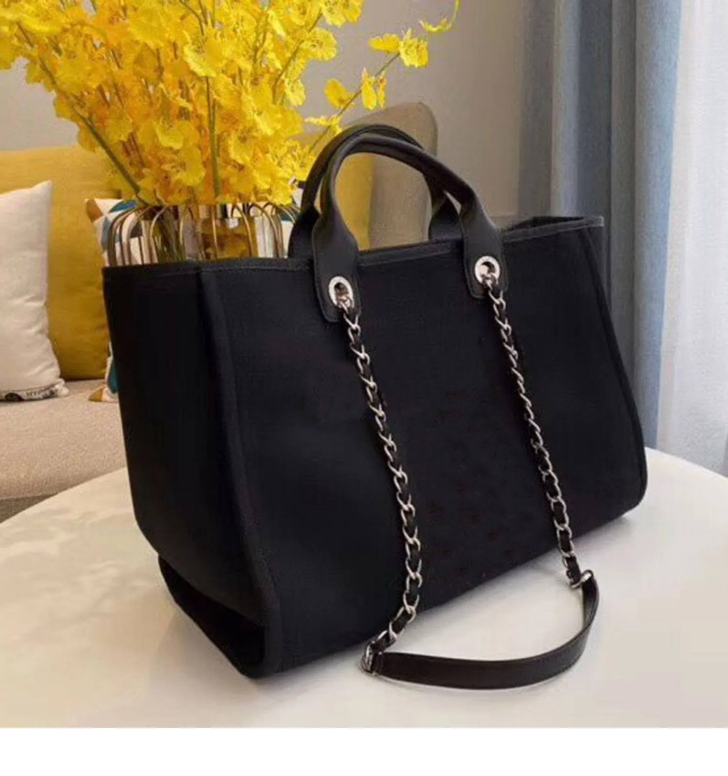 21ss Canvas Fashion Woman Bag Casual Chain Totes Pearl Female Shoulder Bags Famous Brands Latest Purse Classic Luxury Handbags Large Capacity For Women Beach Ba gs