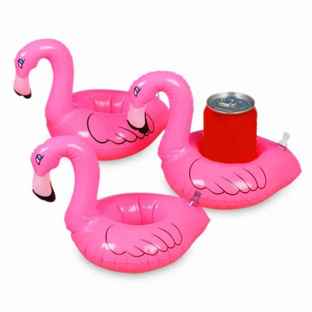 Mini Flamingo Pool Float Drink Hållare Kan Uppblåsbar Flytande Pool Bad Strandfest Barnleksaker FY7212