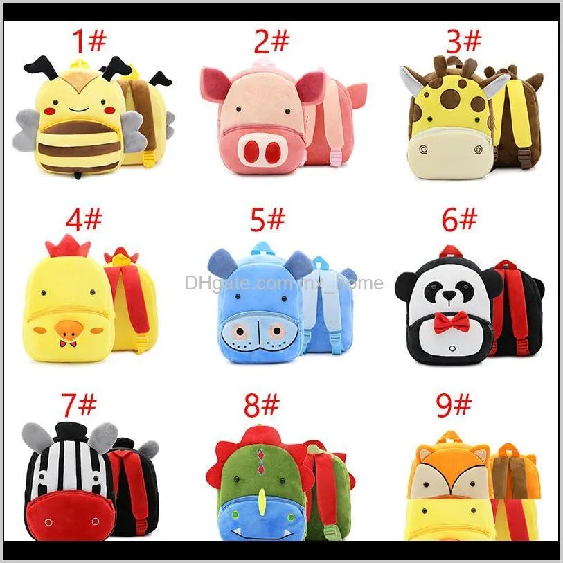baby plush cartton backpacks girls boys kids shoulders unicorn piggy kitten turtle panda kindergarten backpack bags 2-4t