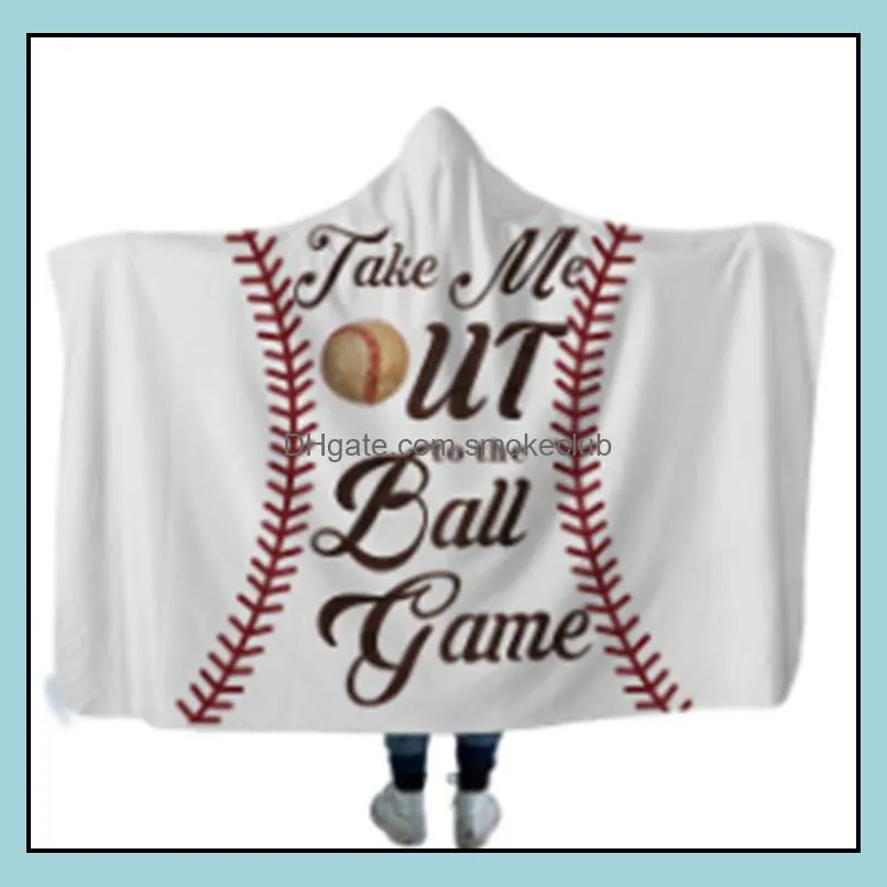 Baseball Hooded Blankets 150*130cm air conditioning Blanket Hooded Bath Towel Soft Winter Sherpa Fleece Throw Blankets RRD7251