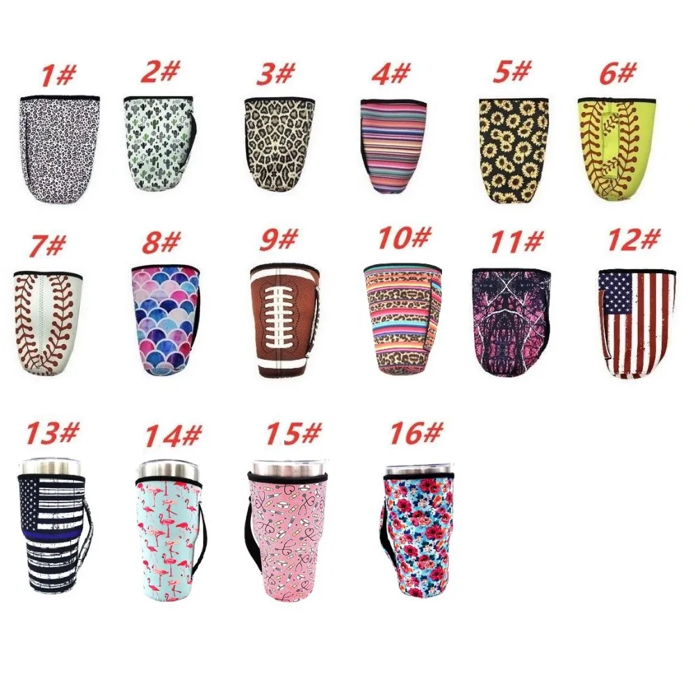 Leopard Print Rainbow Cactus Waterfles Cover Neopreen Geïsoleerde Mouw Bag Case Pouch voor 30oz Tumbler Cup