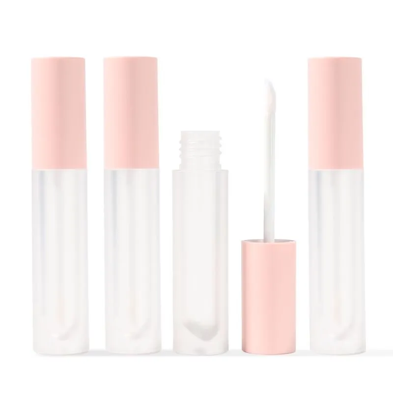 5ml Tubes de brillance de la lèvre givrée givrée bouteille de baume vides bouteille rose Cap DIY plastique Clear LipStick Emballage cosmétique ConteneurPCS