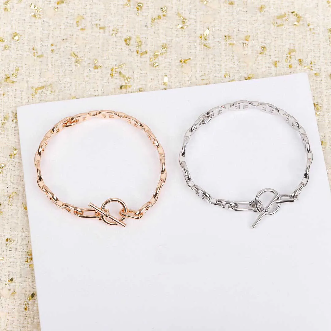 2021 Top quality punk charm hollow design bracelet in silver and rose gold plated for women wedding jewelry gift have box stamp PS3378