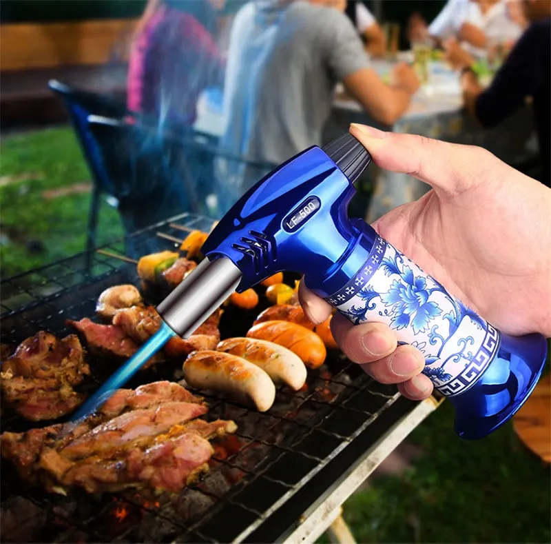 Turbo Torch Cigar Lighter Porcelain Gas Lighter Big jet Fire flame for Camping Outdoor Kitchen BBQ Barbecue Soldering Baking Cooking CL-500 Butane Scorch lighters