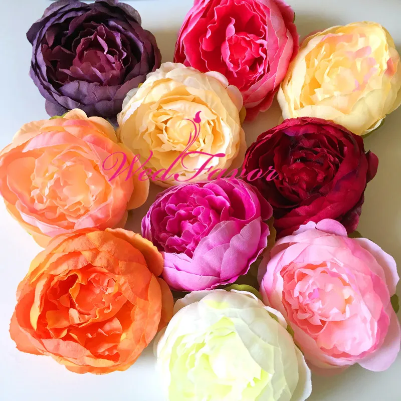2022 10cm Artificial Flowers For Wedding Decorations Silk Peony Flower Heads Party Decoration Flower Wall Wedding Backdrop White Peony