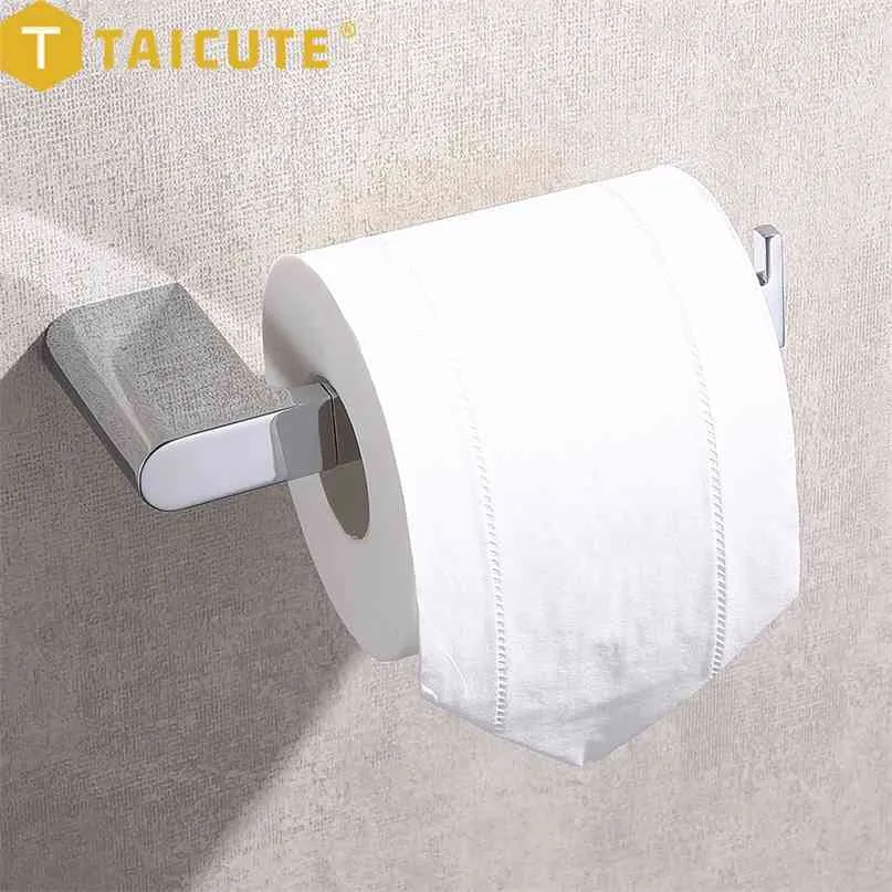 TAICUTE Porta carta igienica resistente Porta rotolo di carta igienica in acciaio inossidabile Montaggio a parete Accessori per bagno WC 210720