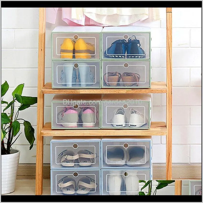 1pc new transparent drawer plastic shoe box clamshell design double shoe rack storage artifact home storage tool