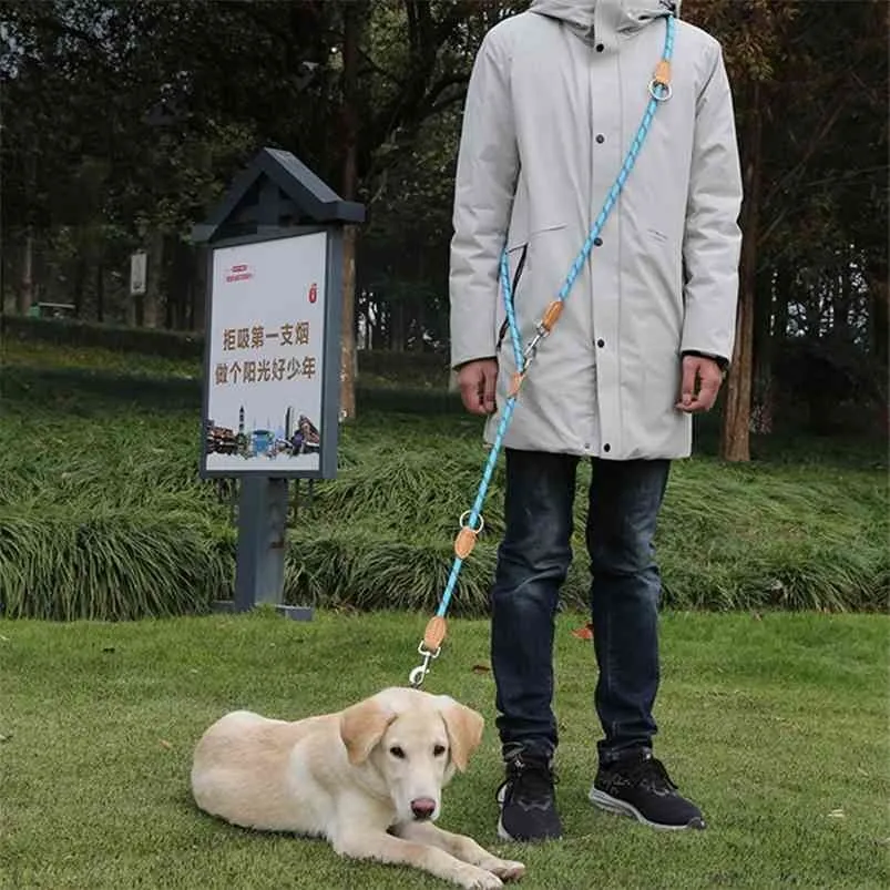 Dog Leashes Harness for Dog Walker Dogs Double Leash Hands Free Harness Dogs Walking Multifunctional Chain Pet Accessories Belt 210729