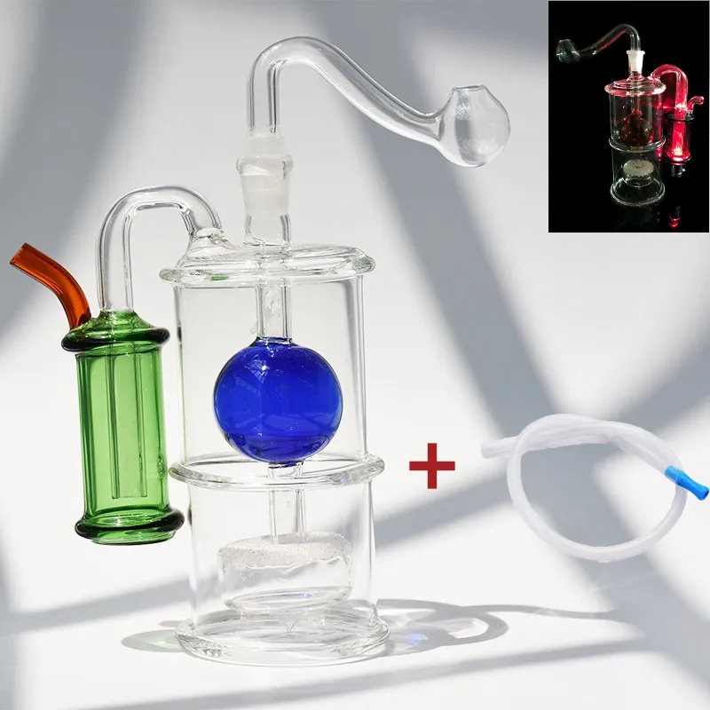 5,2 pouces LED changement de couleur verre narguilé fumer pipe fumée shisha tuyaux en verre jetables brûleur à mazout attrape-cendres bang percolater barboteur tabac bol accessoires cadeaux