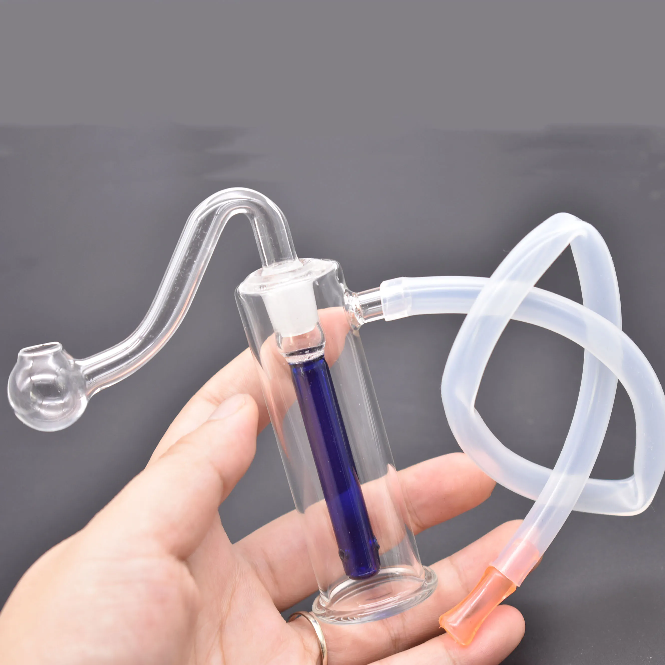 Mini Glass Oil Burner Bong with Recycler Oil Burner Water Pipe Dab Rig Bongs Hand size water Bong dab rigs with 10mm oil burner pipe