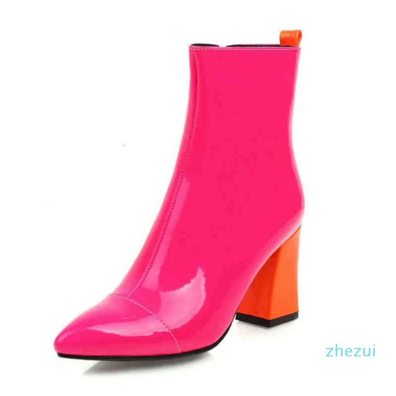 Statement High Heel Boots - Designer Orange Patent Leather Dress Shoes, Pink  & Red Accents, Chic Toe Zipper, Ladies Fashion Footwear from Dhgate Dress  Shoes - price 101.06