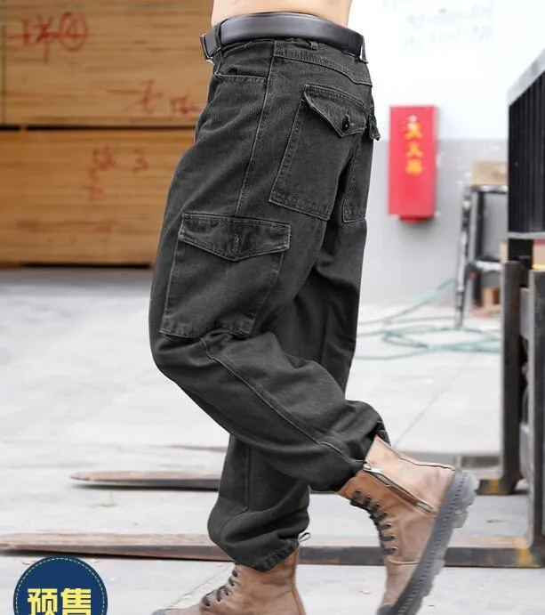 Moda Hombres Pantalones Vaqueros Sueltos Pantalones De Trabajo Ocasionales  Pantalones De Algodón Hip Hop Ropa De Hombre De Bolsillo Grande De 26,79 €