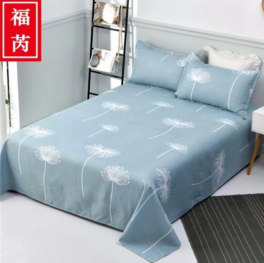 Gray Color Dandelion Bedding Sheet King Size Bed Sheet for Queen Bed Sheets Letter Printed Flat Sheet ( No Pillowcase ) F0162 210420