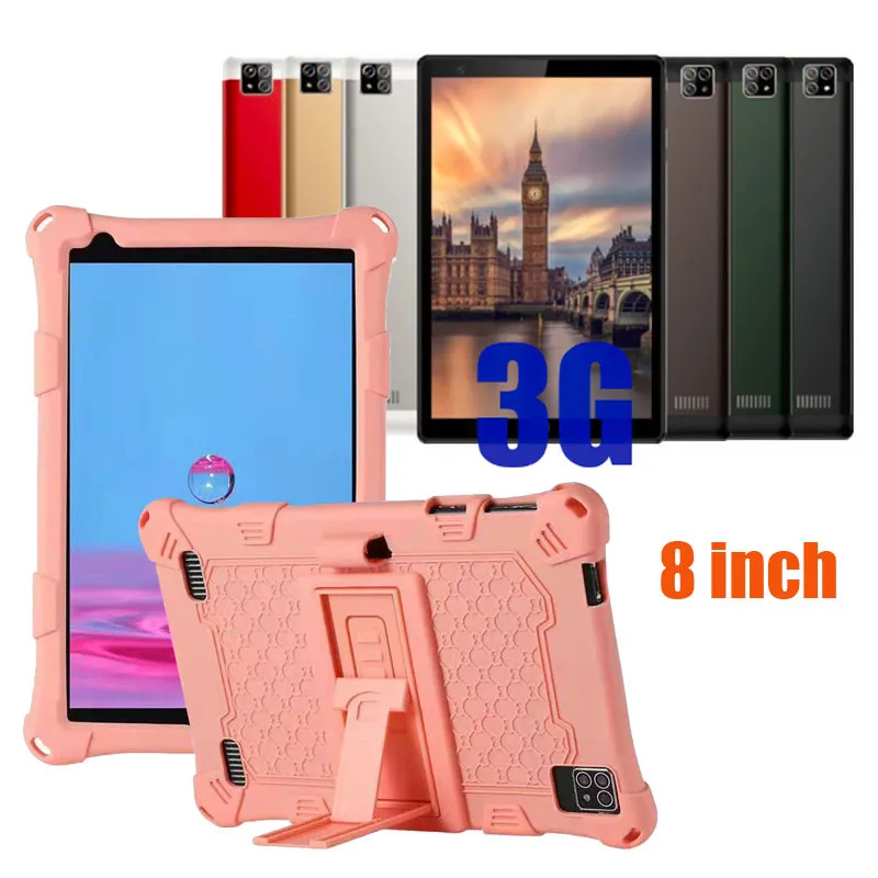 3G 2021 Tablet Phone PC Octa Core 8 Inch MTK6592 IPS Capacitive Touch Screen Dual Sim Android 5.1 1 GB 16GB med läderfodral