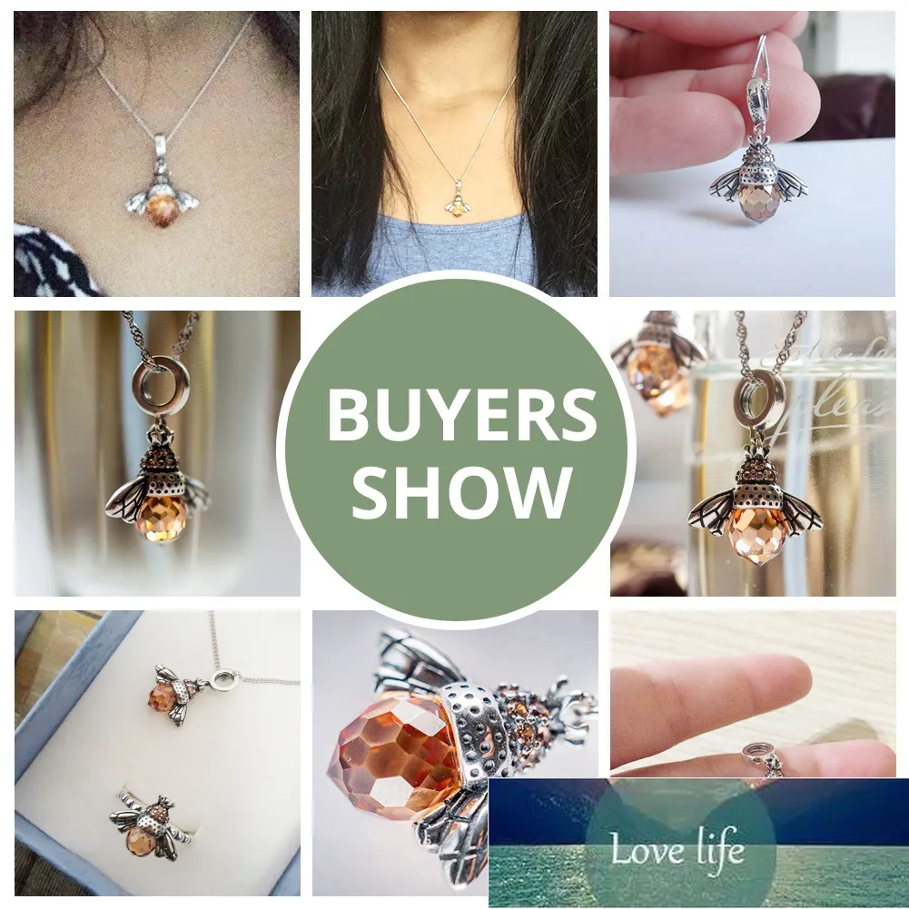 Bamoer 925 Sterling Silver Lovely Orange Bee Animal Pendants Halsband För Kvinnor Fina Smycken CC035 Fabrikspris Expert Design Kvalitet Senaste Style Original Status