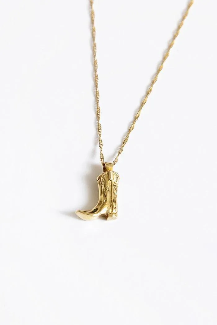 Anhänger Halsketten COWBOY STIEFEL Western Stiefel Halskette 14K Gold Messing Pilz Abstraktes Gesicht Großhandel Ästhetische Gothic