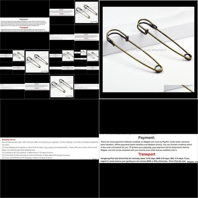  shipping,75mm large kilt pin,safety pin, 250pcs/lot,two colors assorted