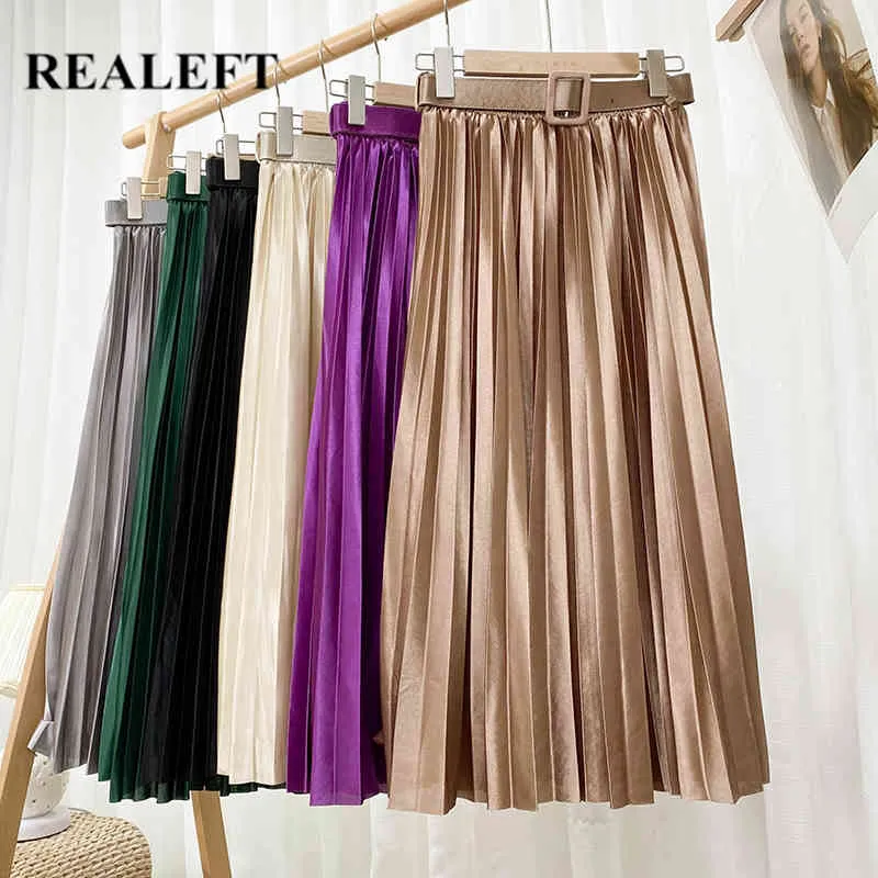 Summer Stain Women's Pleated Skirts with Belted High Waist Chic Long Korean Style Female Tulle 210428