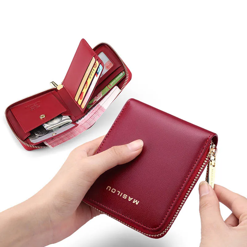 Female Coin Purse Wallet Zipper Genuine Leather Women Wallet Anti Theft Money Bag Business Card Holder Fashion