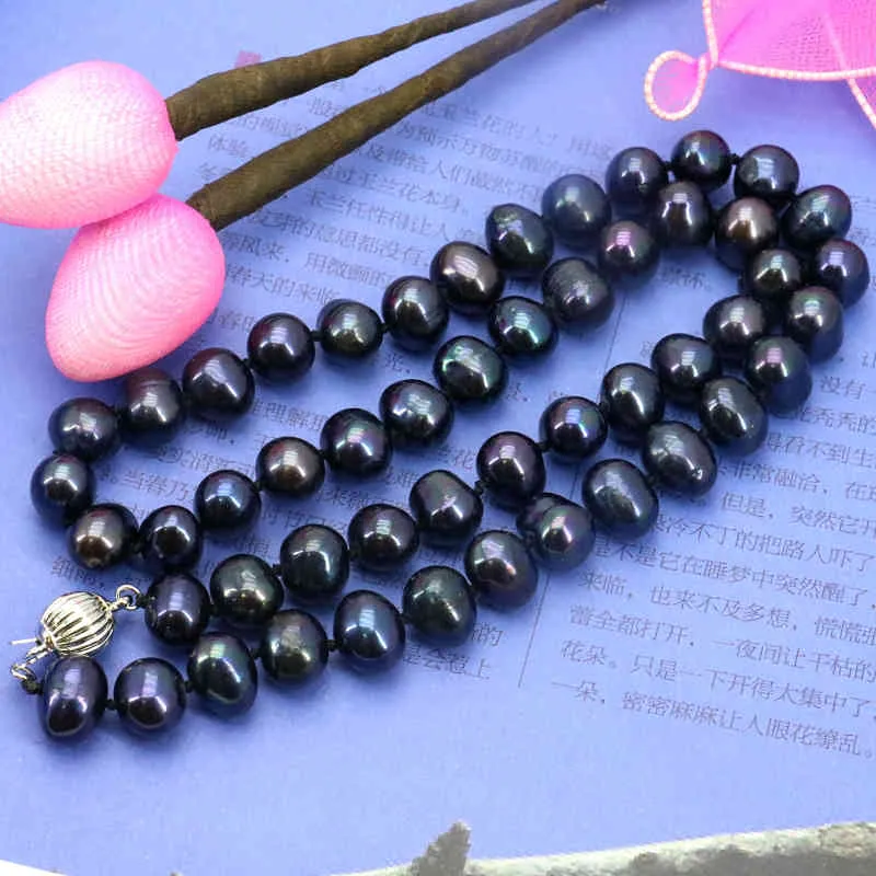 Black Pearl 8-9mm 18 inch DIY Vrouwen zijn geschikt voor het verzamelen van plaats om kralen ketting cadeau volledig te dragen
