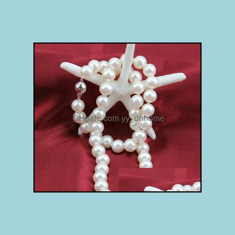 9-10mm White South Sea Natural Pearl Necklace 18 Inch S925 Silver Clasp 3365