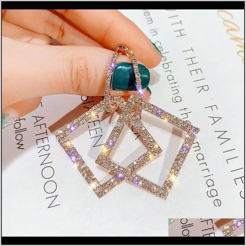 925 silver needle euramerican hyperbole set diamond square fashion earrings female korea long style personality earrings