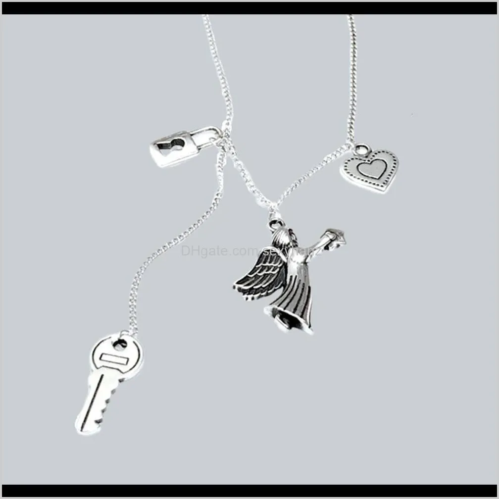 pendant cupid shooter lock love necklace female star angel key sweater chain fashion accessories