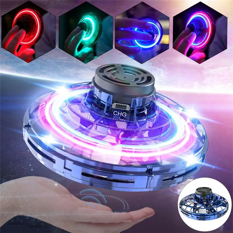 Fly Nova Flying Toys Spinner 360 ° Rotary USB Laddning Flyings Disc Hand Operated Drone med Shining Kids Gifts LED Lights