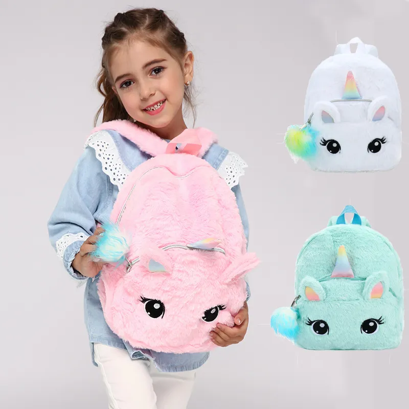 Zaini peluche Simpatico cartone animato Unicorno Borse da scuola per bambini per ragazze Soft Children-SchoolBackpack Kindergarten Baby Travel Snacks Toys Bag