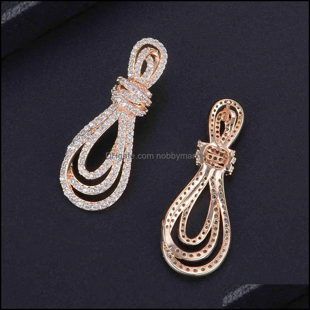 Cute Irregular Knot Shape Hollow Full CZ Stud Earrings For Bridal Engagement Earrings Jewelry 210323