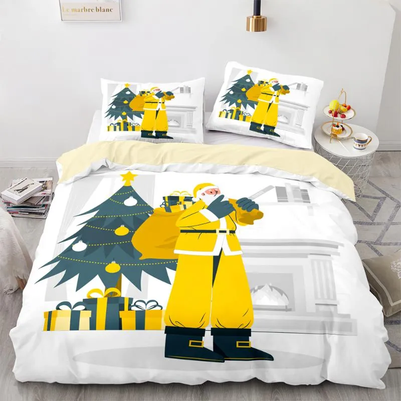 Set di biancheria da letto Set di modelli di Babbo Natale Copripiumino con federa Trapunta 240x220 Camera da letto doppia super king di alta qualità