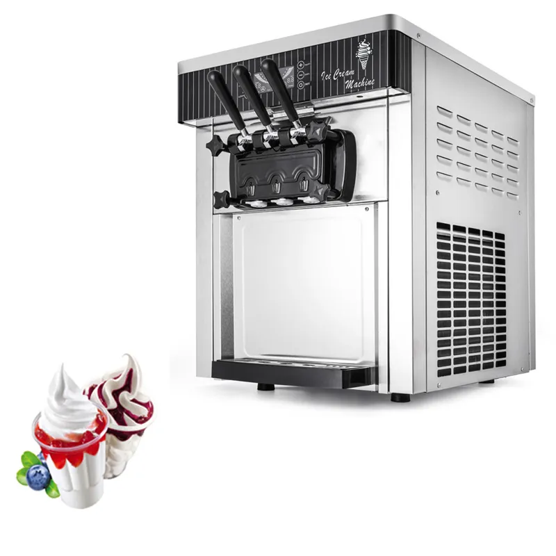 Electric Soft Serve Ice Cream Machine Fully Automatic Commercial Desktop Yogurt Sweet Cone Makers 2200W