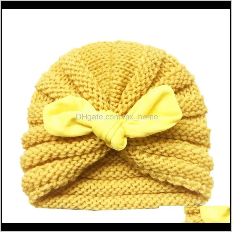 girls bow tie knitted hats 12 designs winter candy color elastic knitting boys kids hats fashion ski warm hats 04