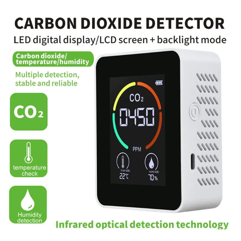 Газоанализаторы CO2 Многофункциональный термогигрометр домашний цифровой воздушный детектор интеллектуальный контроль качества загрязнение