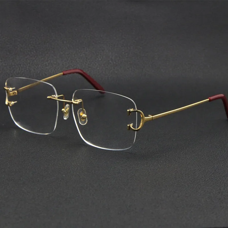 2021 Rimless kobiety prezent akcesoria do okularów modne okulary przeciwsłoneczne ramki okulary kocie oczy duże kwadratowe okulary z pudełkiem C dekoracja 18K złota mężczyzna i kobieta