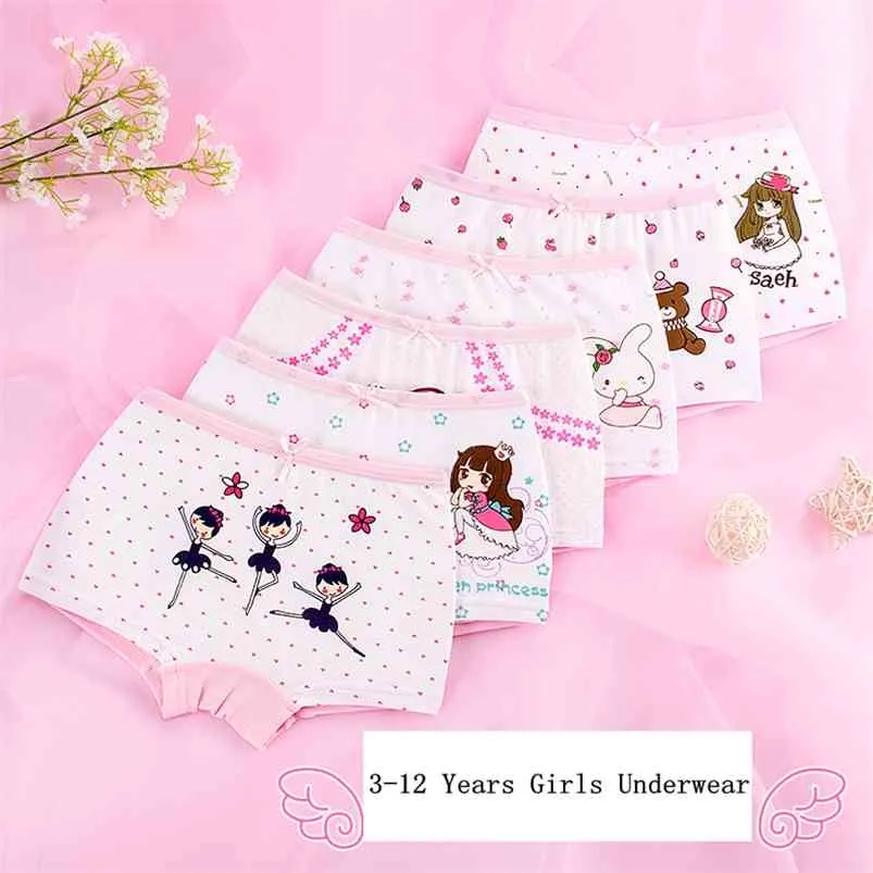 Goede kwaliteit meisjes ondergoed bokser katoen kinderen cartoon slak print slipje kinderen prinses baby onderbroek 4pcs / lot 210622