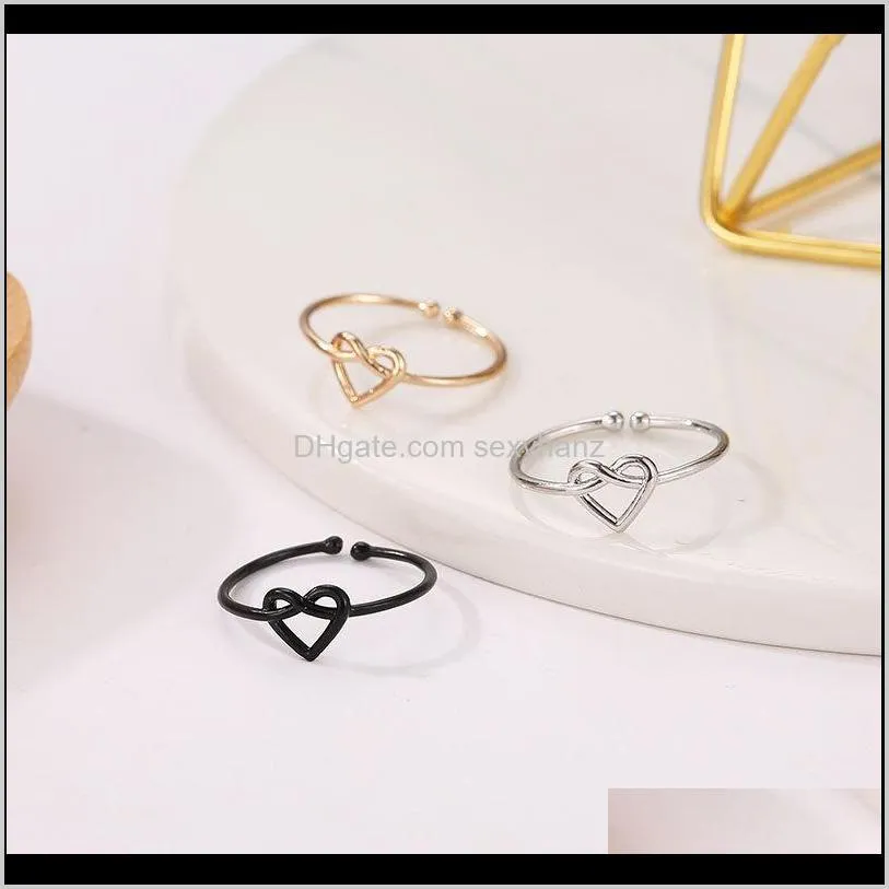 fashion infinity knot hollow love opening rings bowknot peach heart simple knuckle hand finger ring women wedding gifts accessory