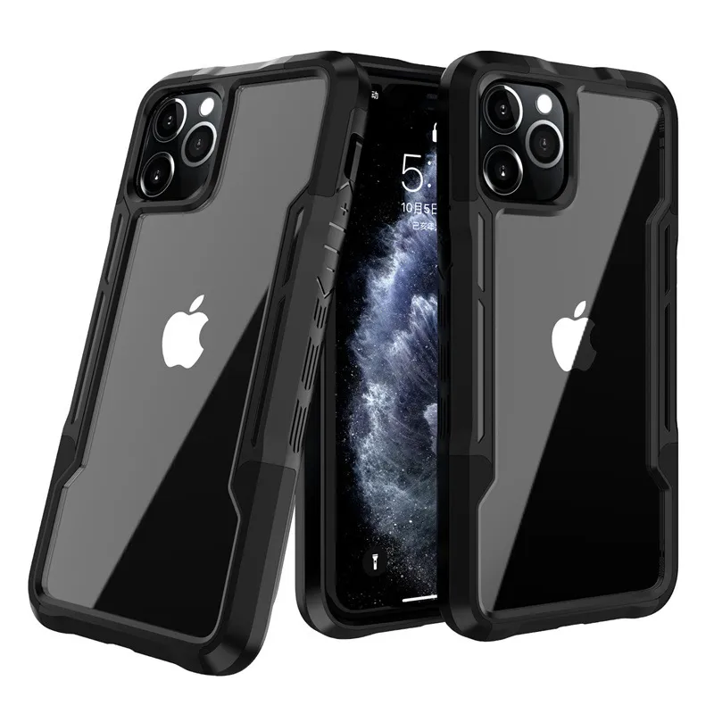 Caja del teléfono a prueba de golpes transparente para iPhone 13 12 Pro Hard PC Soft TPU Funda completa para teléfono celular