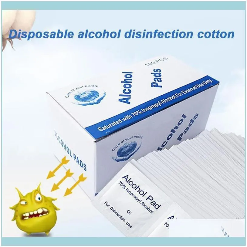 Alcohol Wipe Pad Medical Swab Sachet Antibacterial Tool Cleanser Wet Wipes 100pcs/lot 75% Alcohol Prep Swap Antiseptic Skin Cleaning