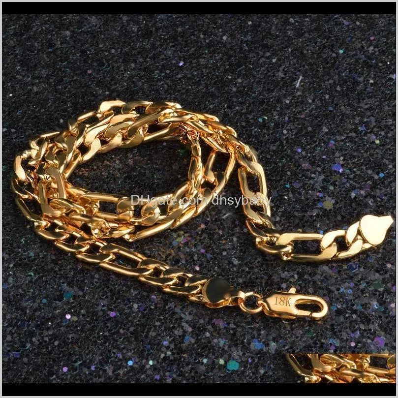 figaro chains necklaces for men 8mm 20 inch 18k gold plated stamped fashion hip hop jewelry gifts