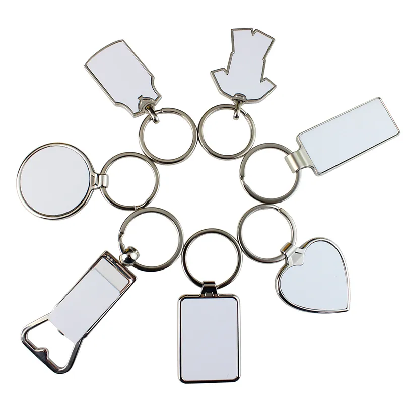 التسامي فارغة سلسلة المفاتيح قلادة فتاحة زجاجة معدنية الإبداعية القلب على شكل نقل الحرارة كيرينغ هدية لوازم سلسلة مفتاح سلسلة
