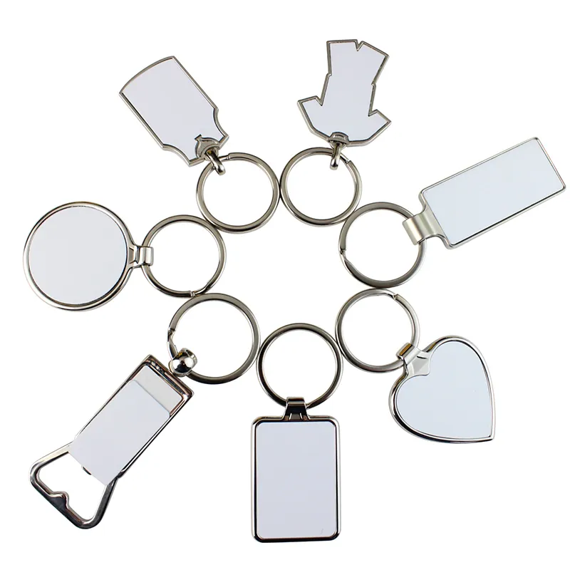 Sublimação Chaveiro Em Branco Pingente de Metal Garrafa de Metal Opener Coração Criativo Coração Transferência de Calor Keyring Presente Suprimentos Chaveiro