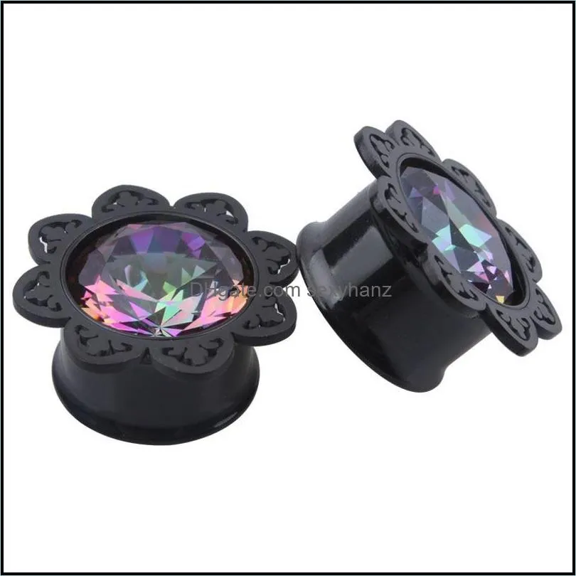 Other 1Pair Flowers Fashion Ear Plugs Tunnels Earlobe Piercings Flesh Tunnel Gauge Expander Earring Gauges Body Jewelry